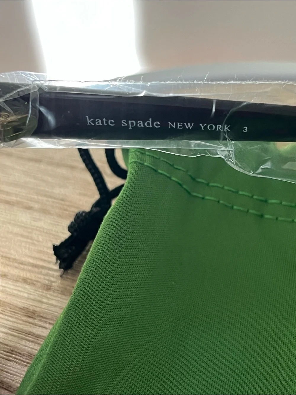 Kate Spade New York Cat Eye Black Sunglasses with Green Pouch